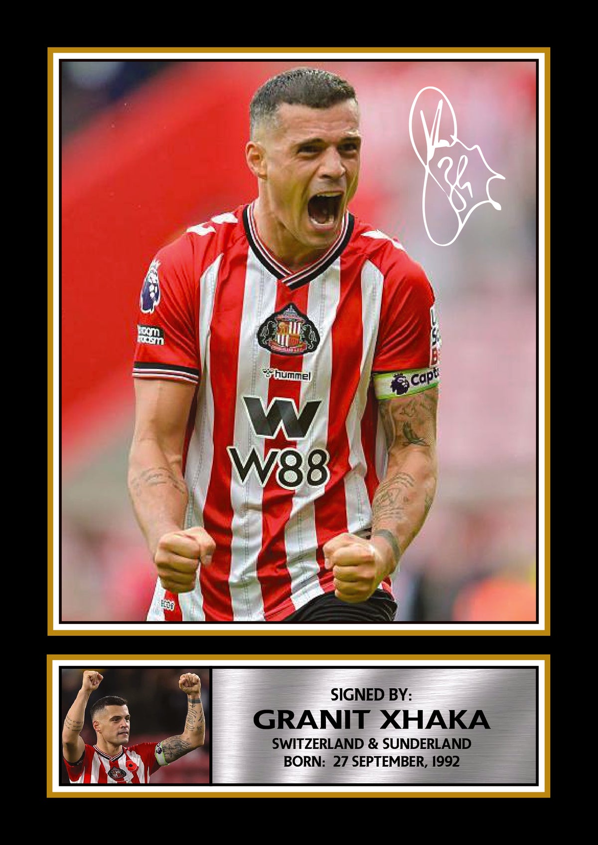 Granit Xhaka Printed Signature Poster – Sunderland & Switzerland Football Star Wall Art – Soccer Player Wall Art Poster Print – Granit Xhaka Printed Signature Poster