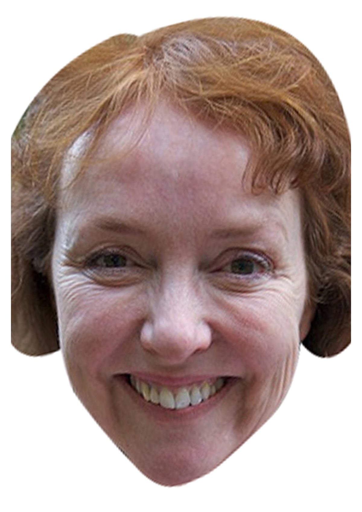 Gwen face mask – printed cardboard TV character face mask on a white background, front view