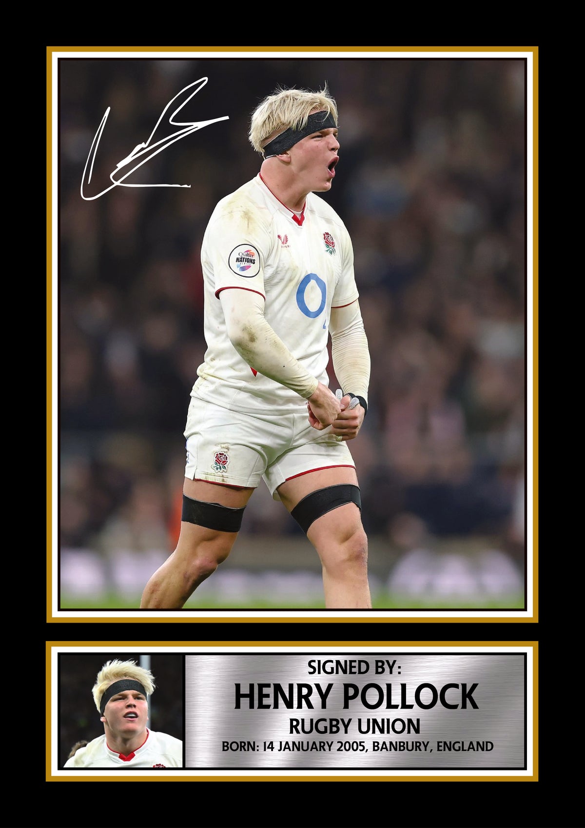 Henry Pollock England Rugby Printed Signature Poster – Style Wall Art Print – England Rugby Union Star Gift – Sports Fan Decor – Henry Pollock England Rugby Printed Signature Poster