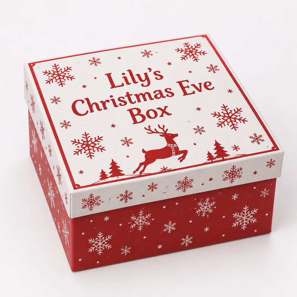 Personalised Christmas Eve Box – Child's Name & Design – Printed Christmas Eve Gift Box – Personalised Christmas Eve box printed with Lily's name