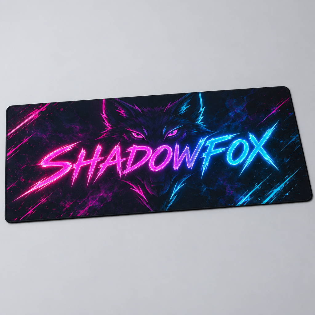 Personalised Gamer Tag Gaming Mat – Neon Design with Your Name – Personalised gamer tag gaming mat with a neon name on a dark background
