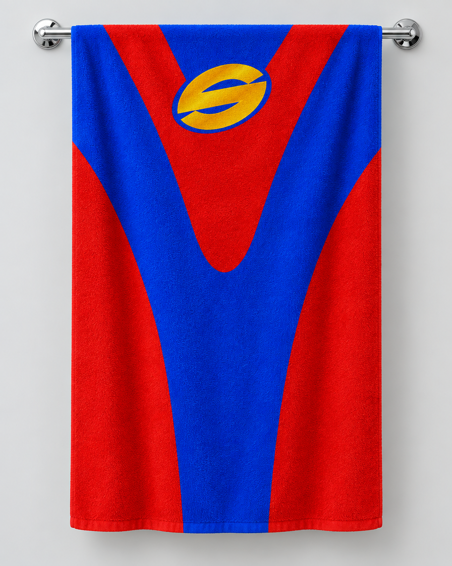 Adelaide Rams 1997 personalised rugby bath towel hanging on a towel rail