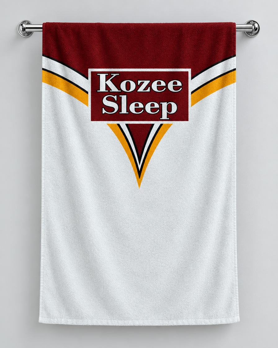 Batley 2002 Personalised Rugby Bath Towel β Batley 2002 personalised rugby bath towel hanging on a towel rail