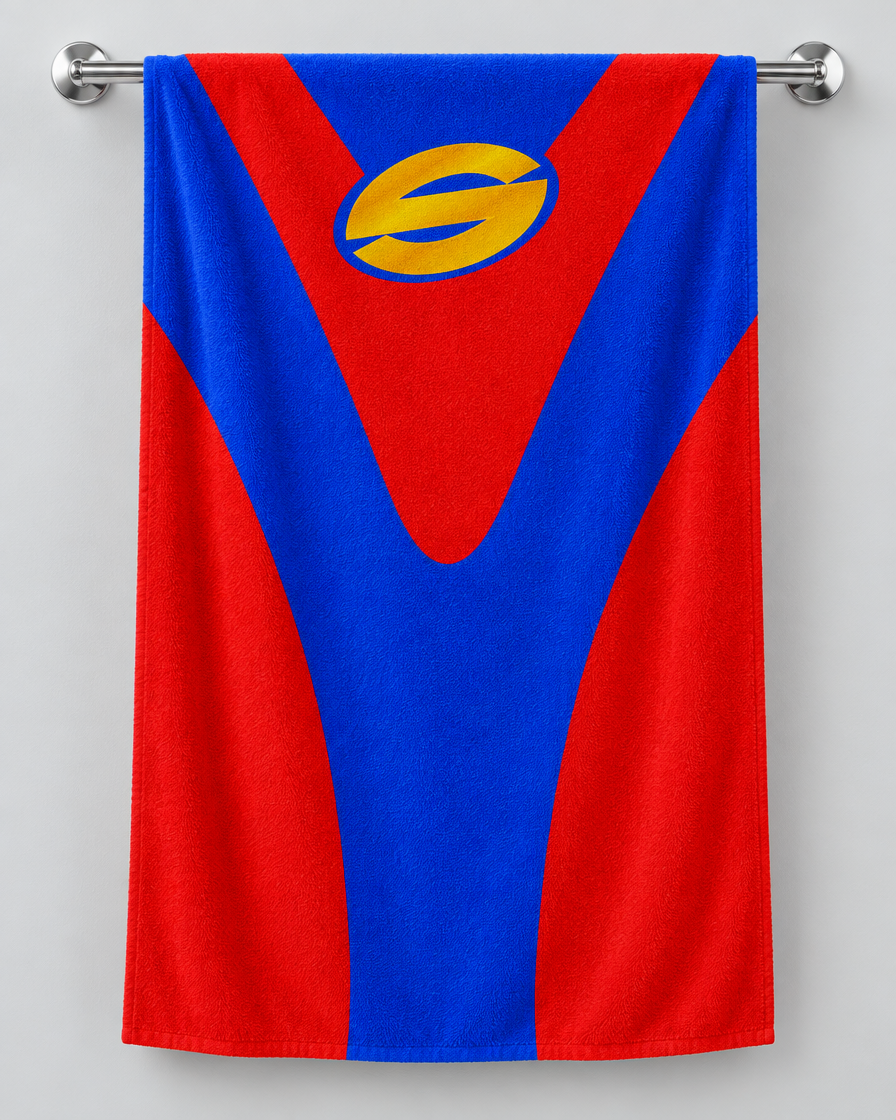 Adelaide Rams 1997 personalised rugby bath towel hanging on a towel rail
