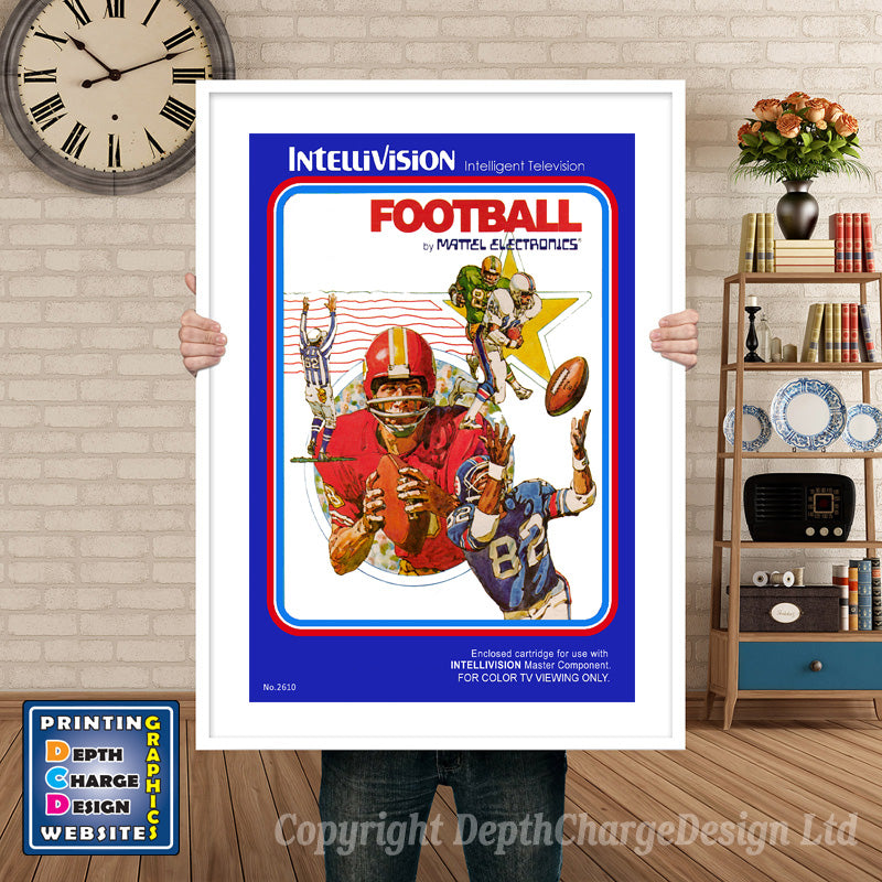 Intellivison Football Inspired Retro Gaming Poster A4 A3 A2 Or A1 – Football Intellivision inspired retro gaming poster shown in a white frame