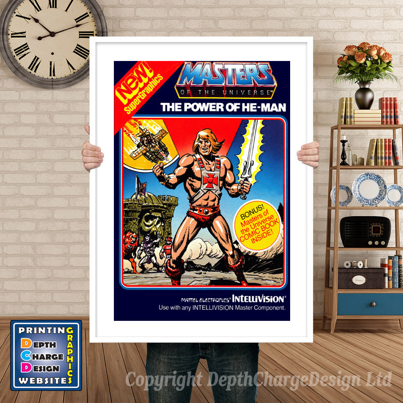 Intellivison Masters Of The Universe The Power Of Heman Inspired Retro Gaming Poster A4 A3 A2 Or A1 – Masters Of The Universe The Power Of Heman Intellivision inspired retro gaming poster shown in a white frame