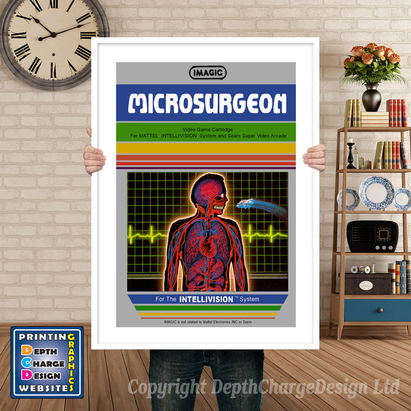 Intellivison Micro Surgeon Inspired Retro Gaming Poster A4 A3 A2 Or A1 – Micro Surgeon Intellivision inspired retro gaming poster shown in a white frame