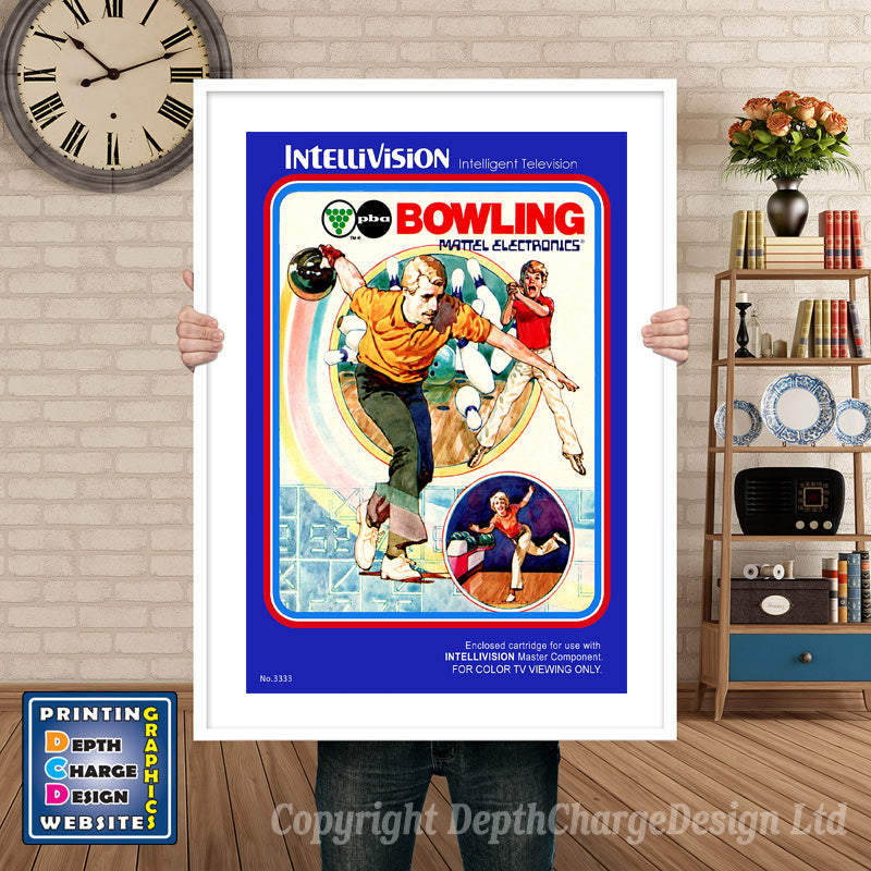 Intellivison Pba Bowling Inspired Retro Gaming Poster A4 A3 A2 Or A1 – Pba Bowling Intellivision inspired retro gaming poster shown in a white frame
