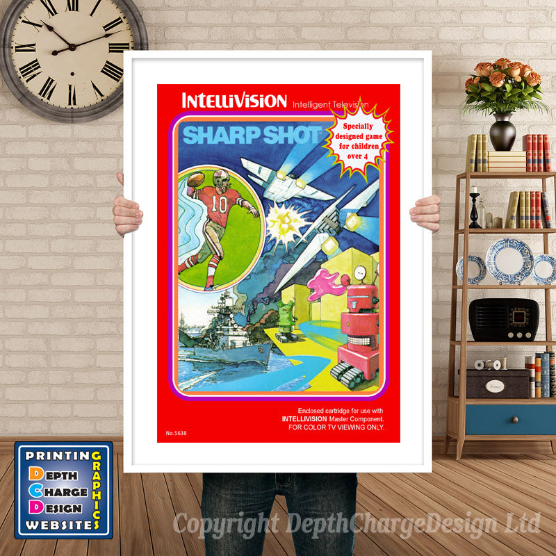 Intellivison Sharpshot None Inspired Retro Gaming Poster A4 A3 A2 Or A1 – Sharpshot Intellivision inspired retro gaming poster shown in a white frame