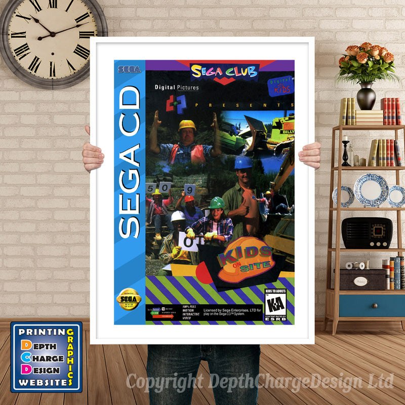 Kids On Site Sega Sega Mega CD Inspired Retro Gaming Poster A4 A3 A2 Or A1 β Kids On Site Sega Mega CD inspired retro gaming poster shown in a white frame