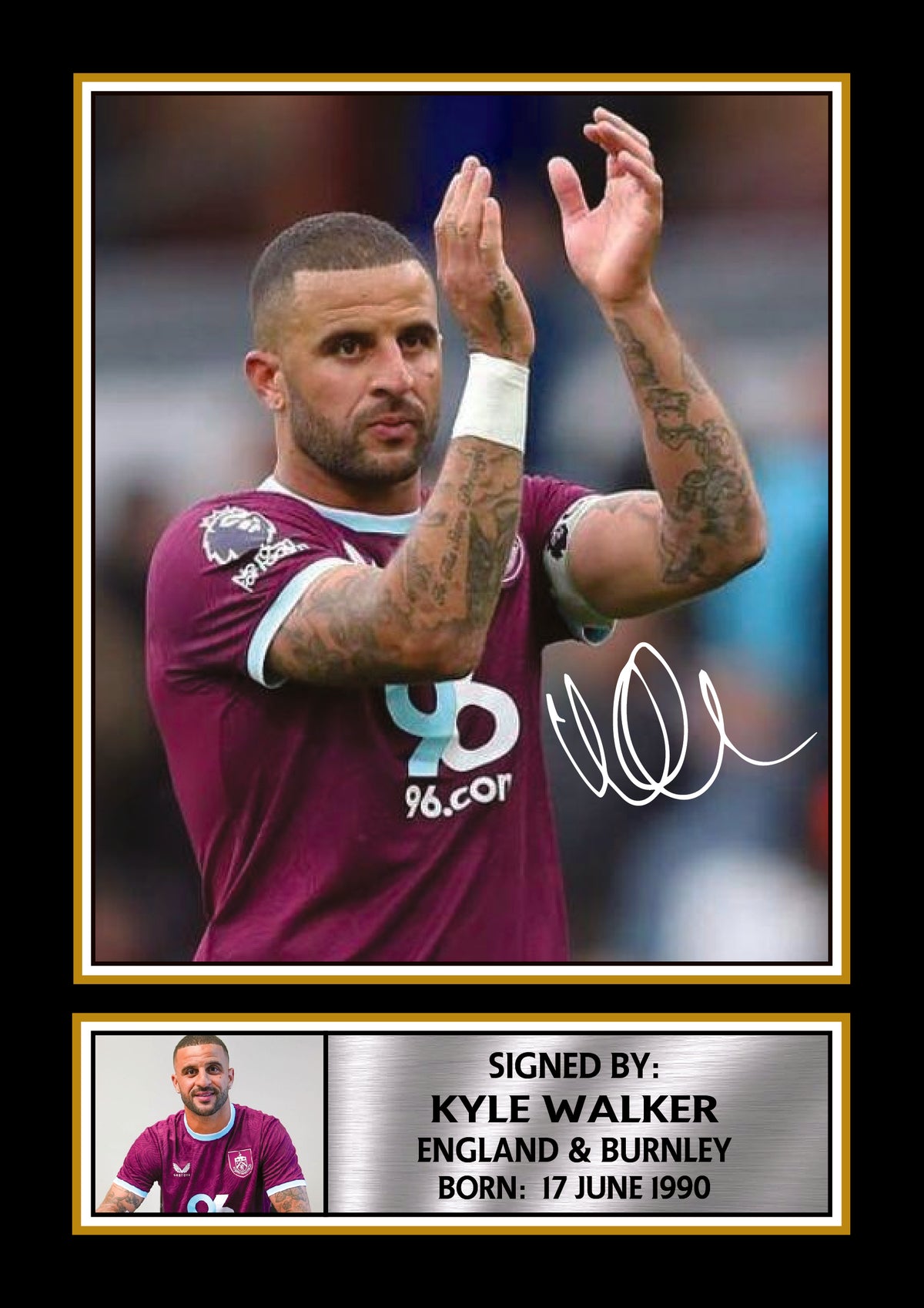 Kyle Walker Printed Signature Poster – England & Burnley Football Star Wall Art – Soccer Player Wall Art Poster Print – Kyle Walker Printed Signature Poster