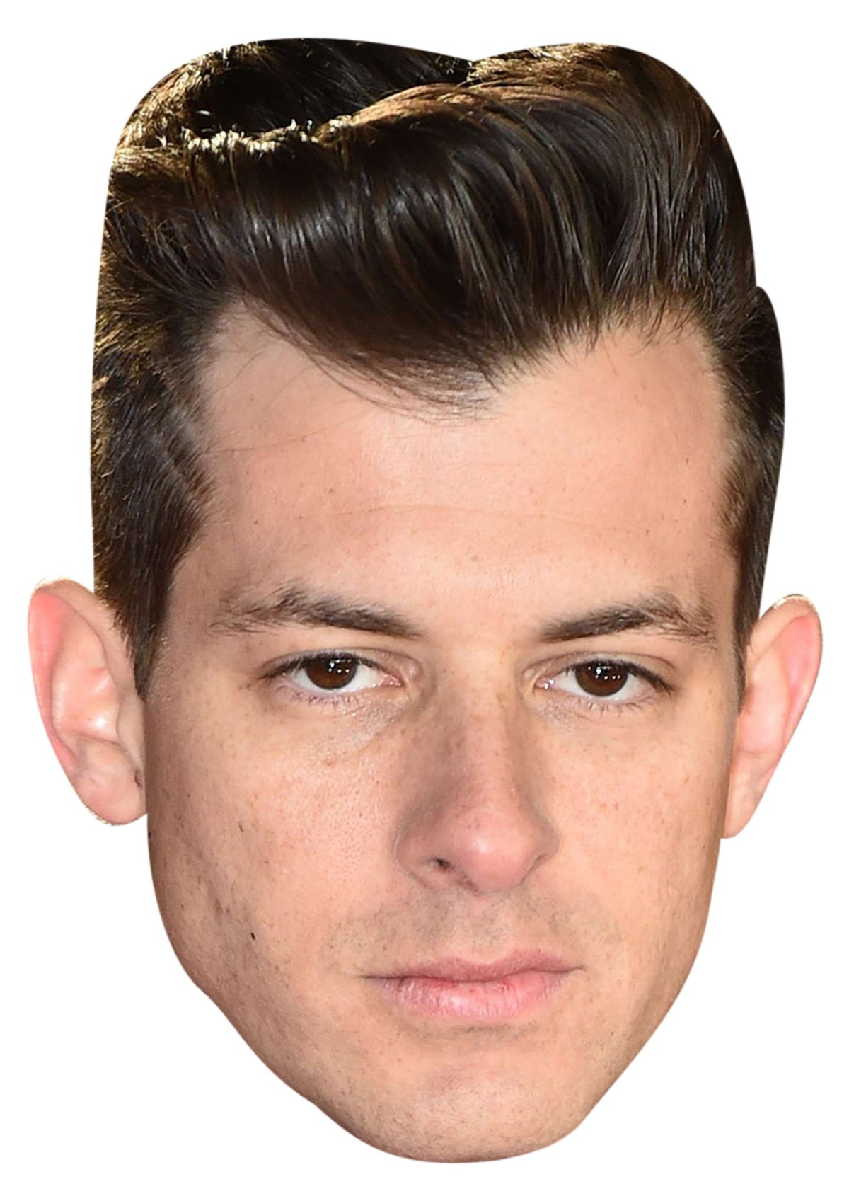 Mark Ronson face mask – printed cardboard celebrity face mask on a white background, front view