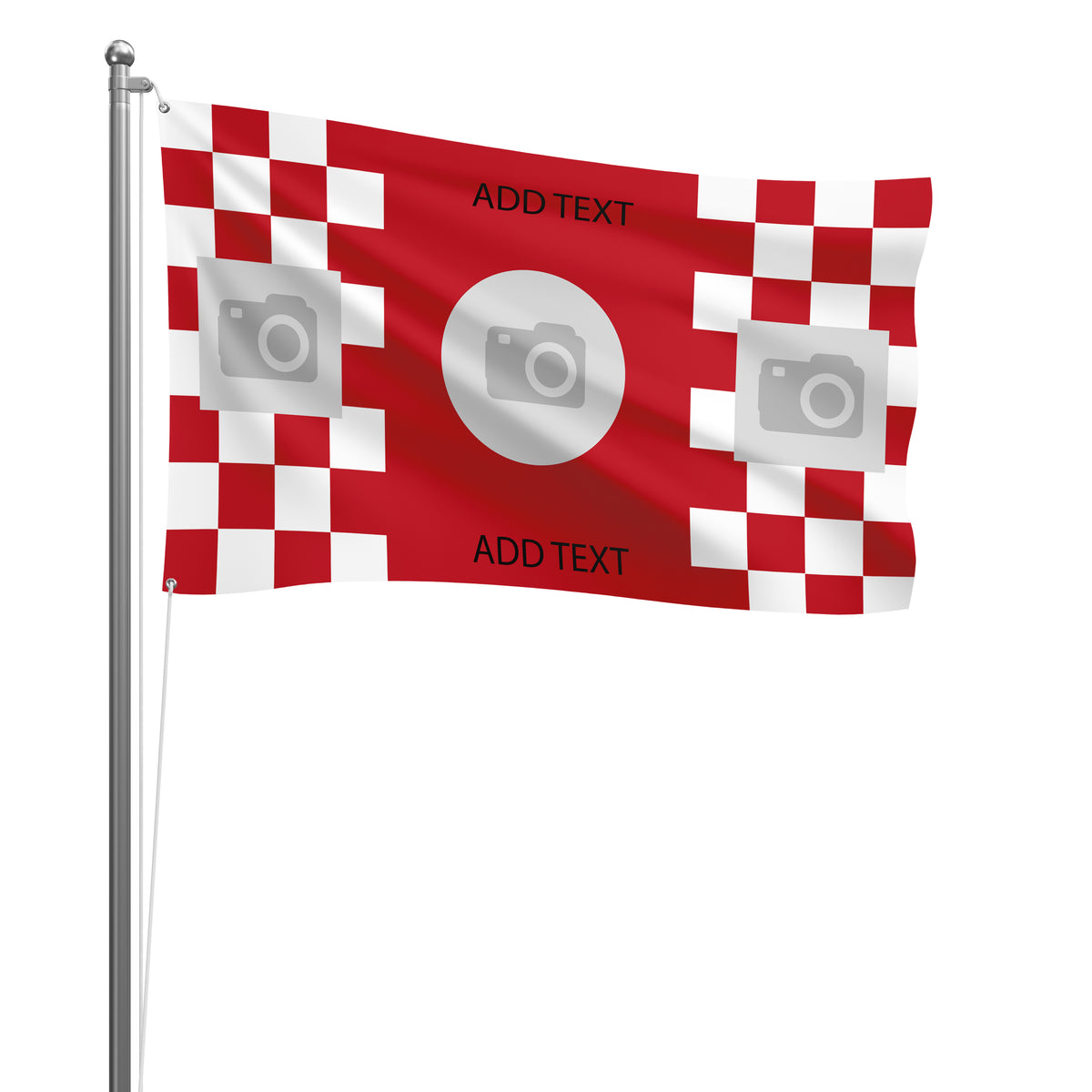 Personalised Nottingham Forest football flag design 2 in red and white, printed with custom wording