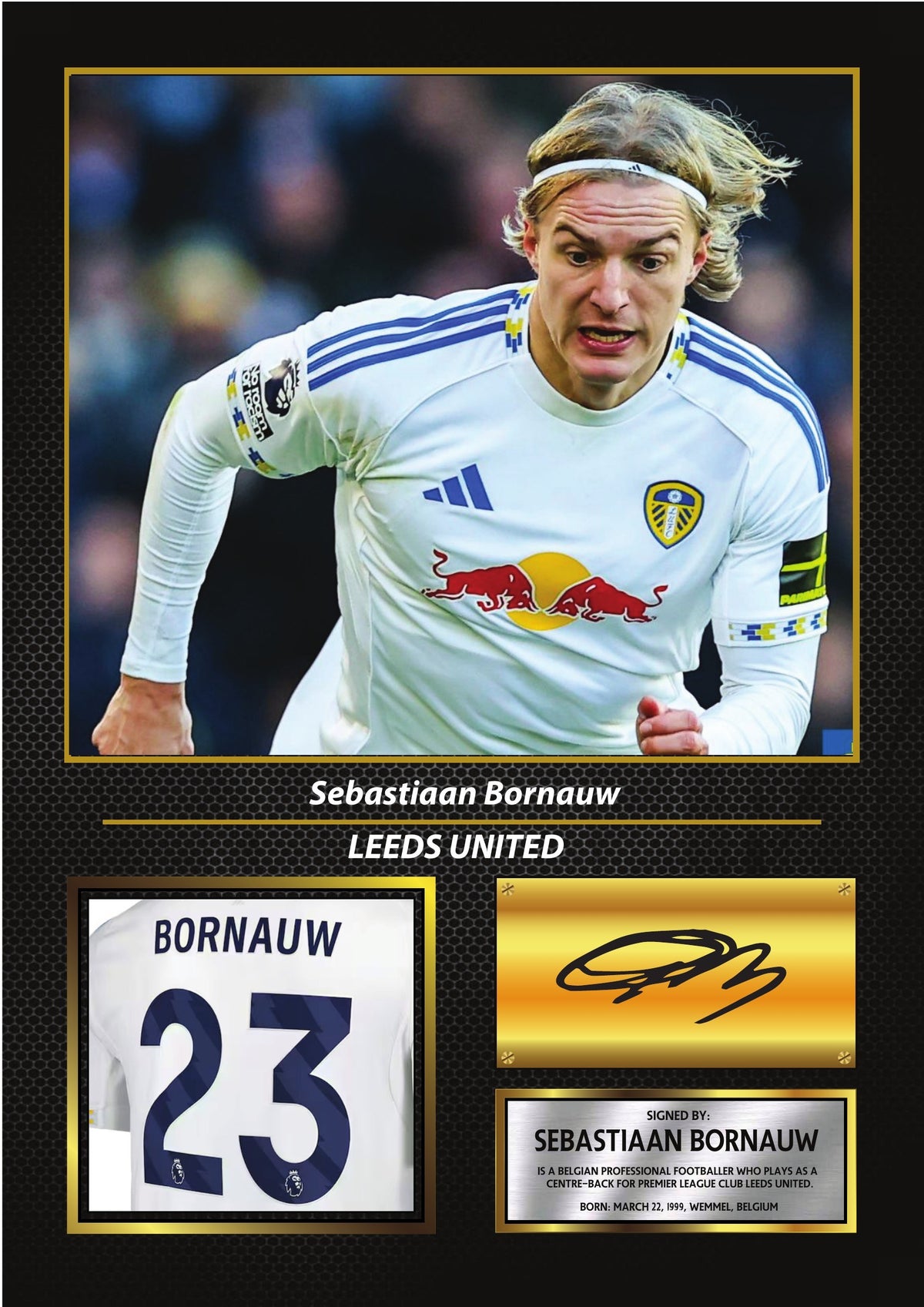 Sebastiaan Bornauw Leeds United Poster Print – Football Wall Art Perfect Gift for Football Fans – Sebastiaan Bornauw Leeds United Poster Print