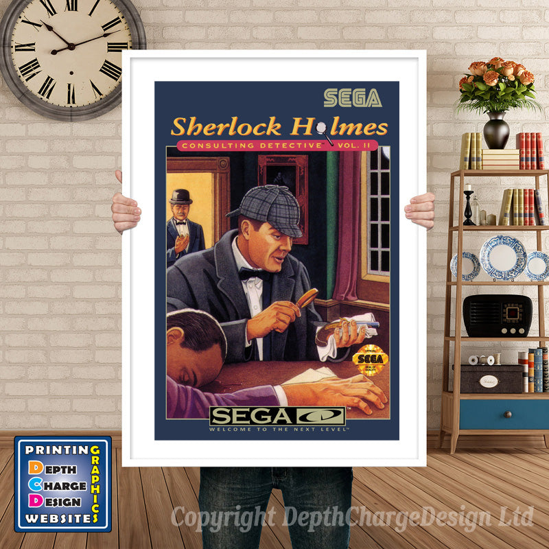 Sherlock Holmes Vol2 3 Sega Sega Mega CD Inspired Retro Gaming Poster A4 A3 A2 Or A1 β Sherlock Holmes Vol2 3 Sega Mega CD inspired retro gaming poster shown in a white frame
