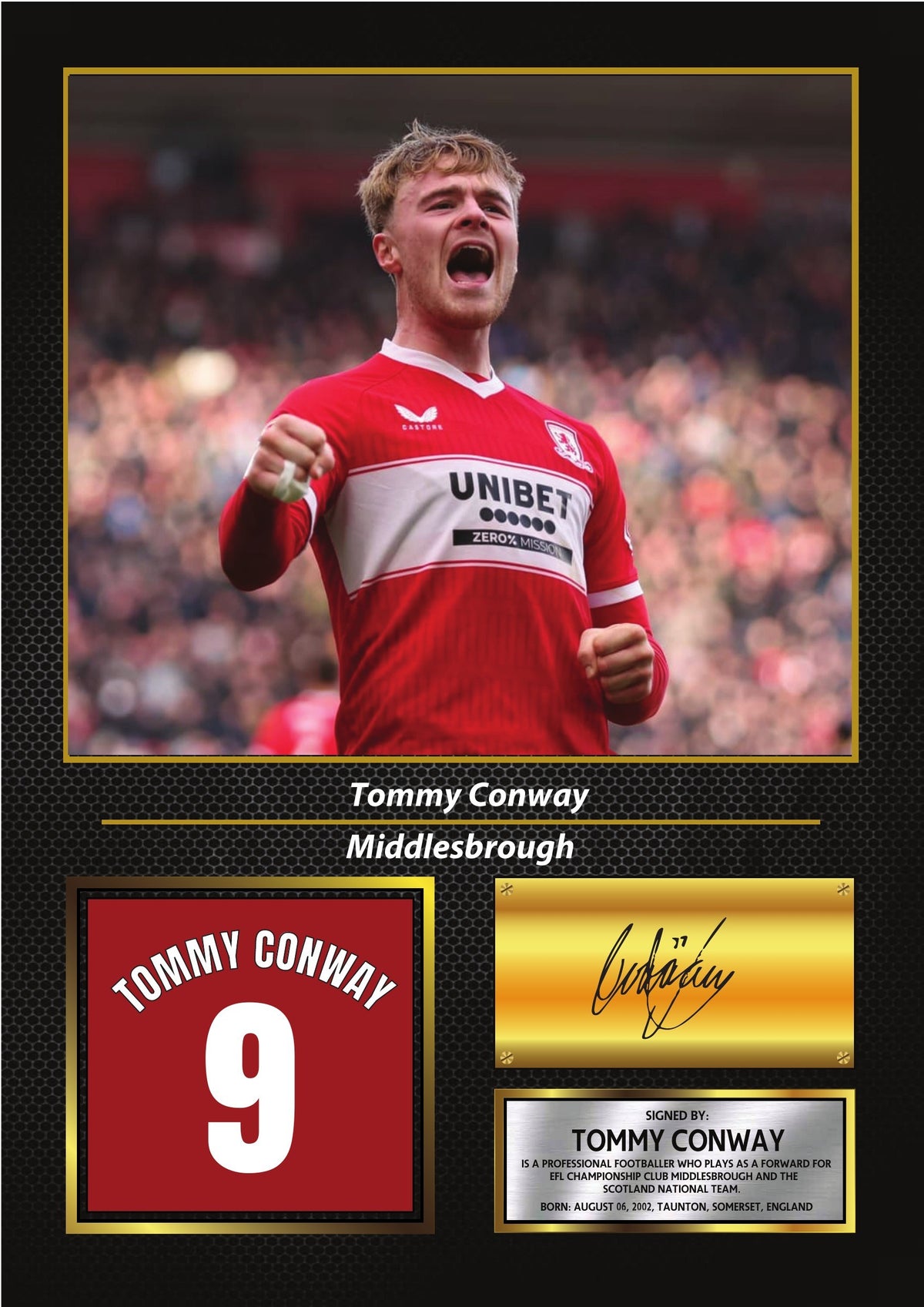 Tommy Conway Middlesbrough FC Poster Print – Football Wall Art Perfect Gift for Football Fans – Tommy Conway Middlesbrough FC Poster Print