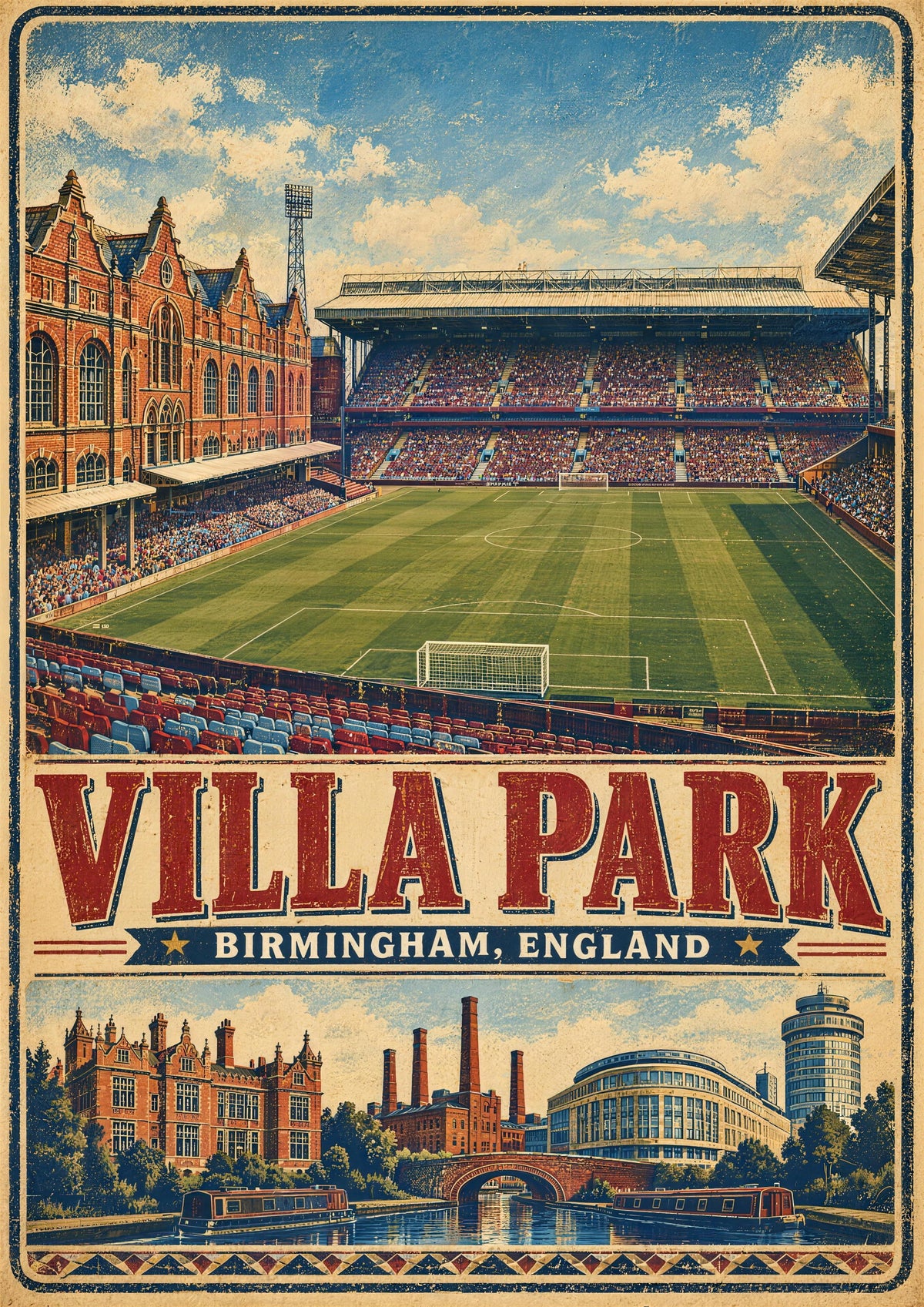 Villa Park Stadium vintage travel poster print