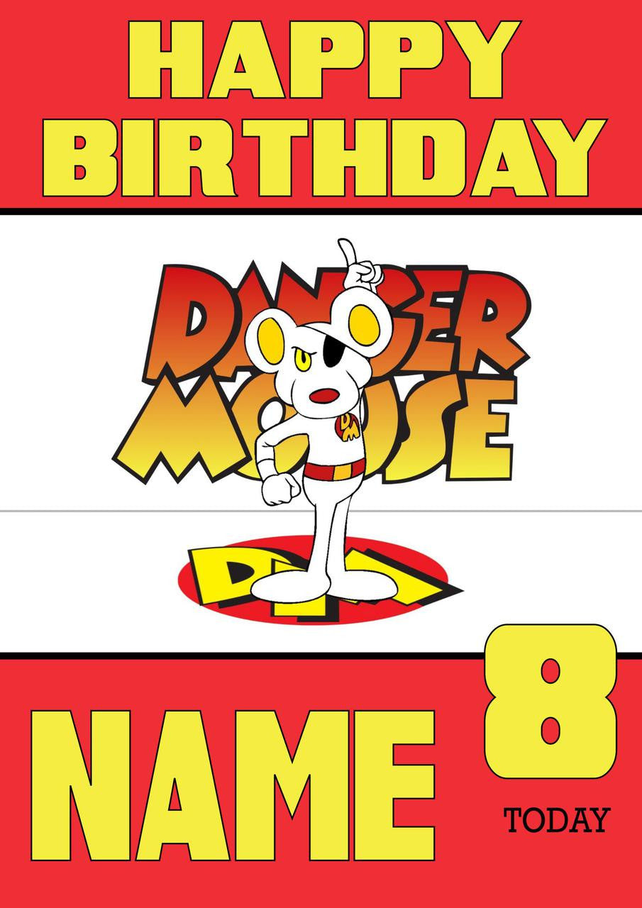 THEME INSPIRED Kids Adult Personalised Birthday Card Danger Mouse Birthday Card 3