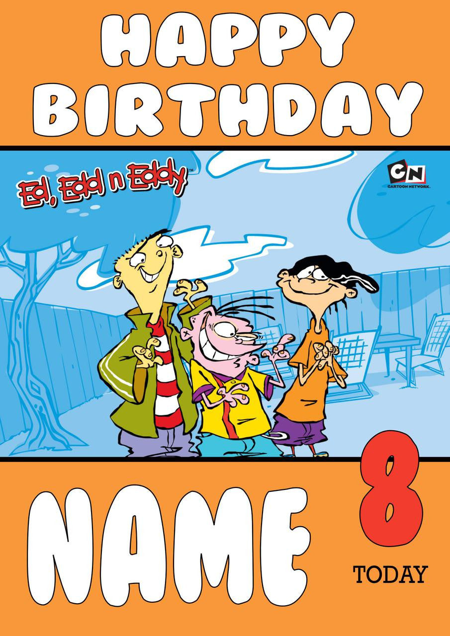 THEME INSPIRED Kids Adult Personalised Birthday Card Ed, Edd, Eddy Birthday Card 3