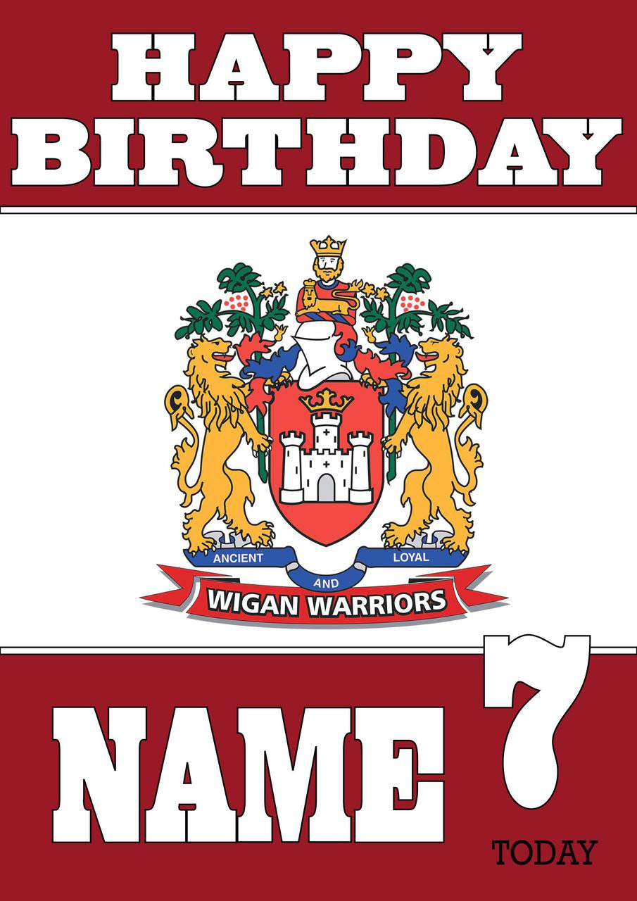 Personalised Wigan Warriors Fan TEAM THEME INSPIRED Kids Adult Birthday Card – Personalised Wigan Warriors Fan Team Theme Inspired Kids Adult Birthday Card
