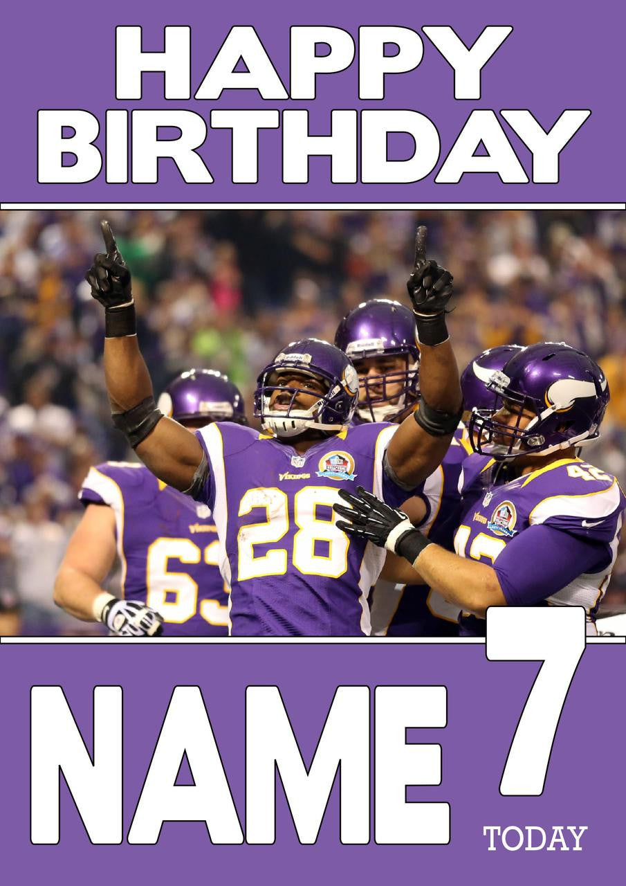 Personalised Minnesota Vikings THEME INSPIRED Style PERSONALISED Kids Adult FUNNY Birthday Card 2