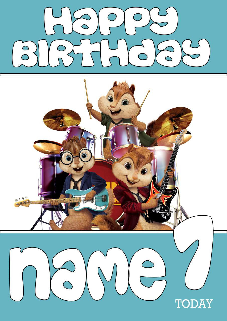 THEME INSPIRED Kids Adult Personalised Birthday Card Alvin And The Chipmunks Birthday Card 2