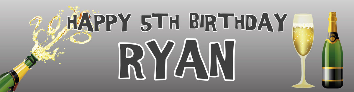 Champagne Children's Birthday Banner Thin