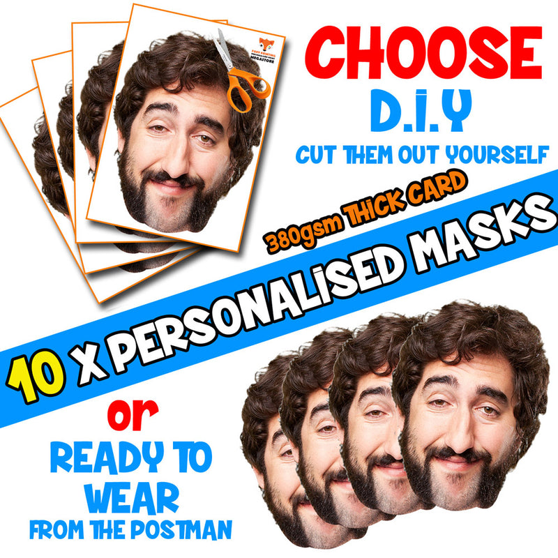 10 X Personalised Custom Photo Party Face Masks
