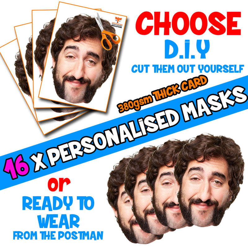 16 X Personalised Custom Photo Party Face Masks