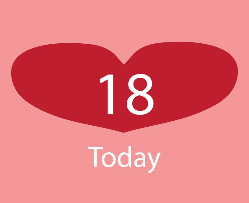 18th Red Heart Birthday Card