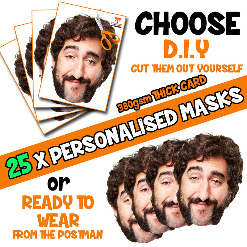 25 X Personalised Custom Photo Party Face Masks