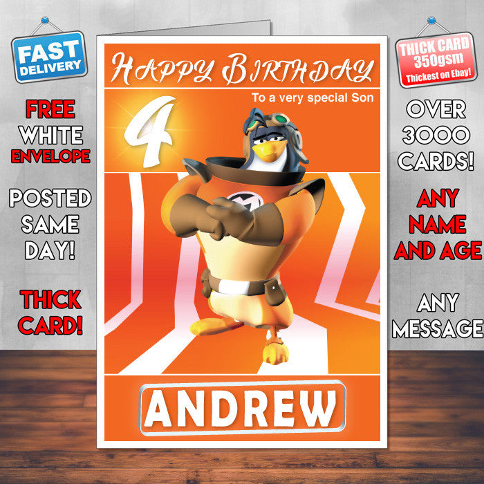 321 Penguins 4 Style Theme Personalised Kidshows Birthday Card