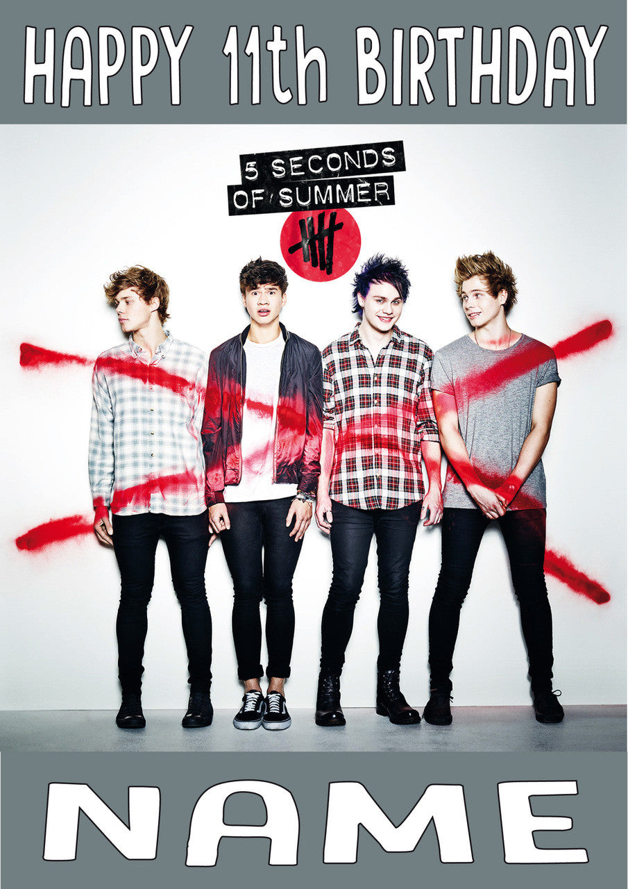 5SOS Personalised Music Style Kids Adult FUNNY Birthday Card