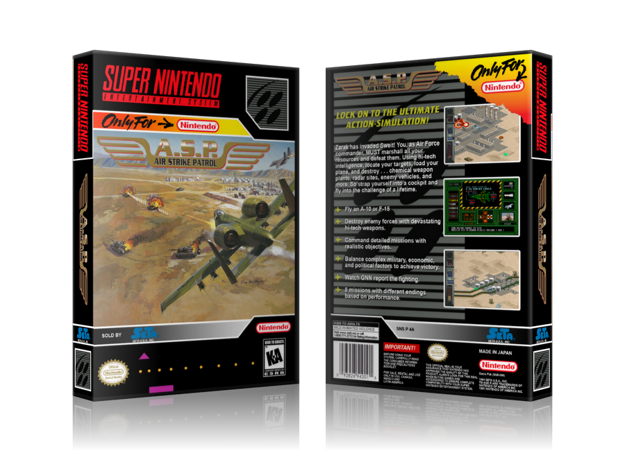 A.S.P. Air Strike Patrol Replacement Nintendo SNES Game Case Or Cover β SNES Replacement Game case product image 1