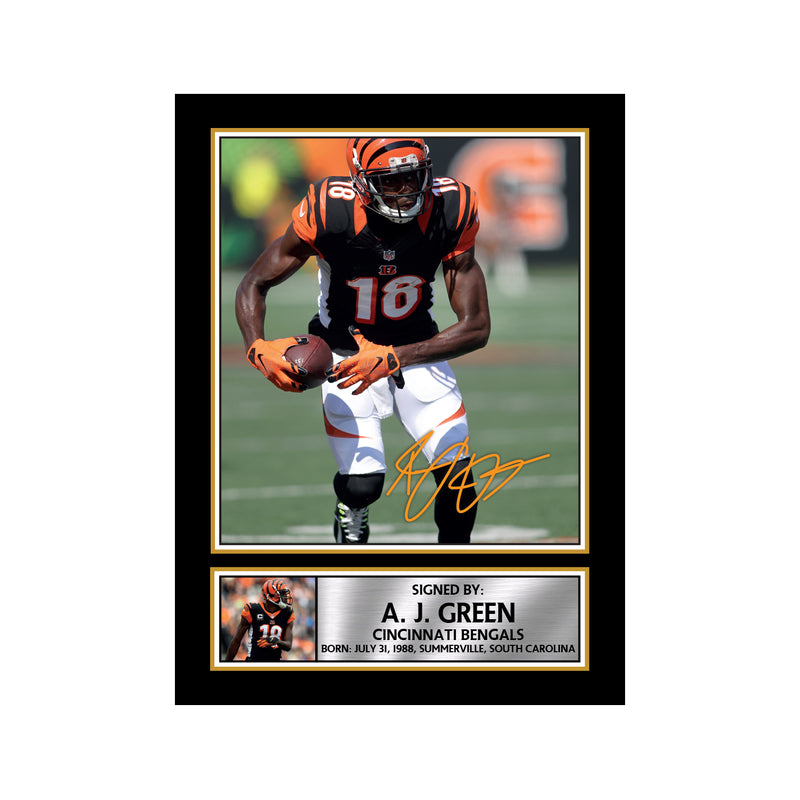 A J Green 2 Limited Edition Football Signed Print - American Footballer Poster - Framing Options - Wall Art Print Autographed Signed GIFT