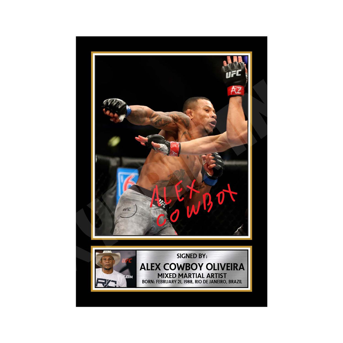 ALEX COWBOY OLIVEIRA 2 MMA Wrestler Printed Signature Print – MMA Wrestling – Alex Cowboy Oliveira 2 MMA Wrestler Printed Signature Print – A1 Print Only