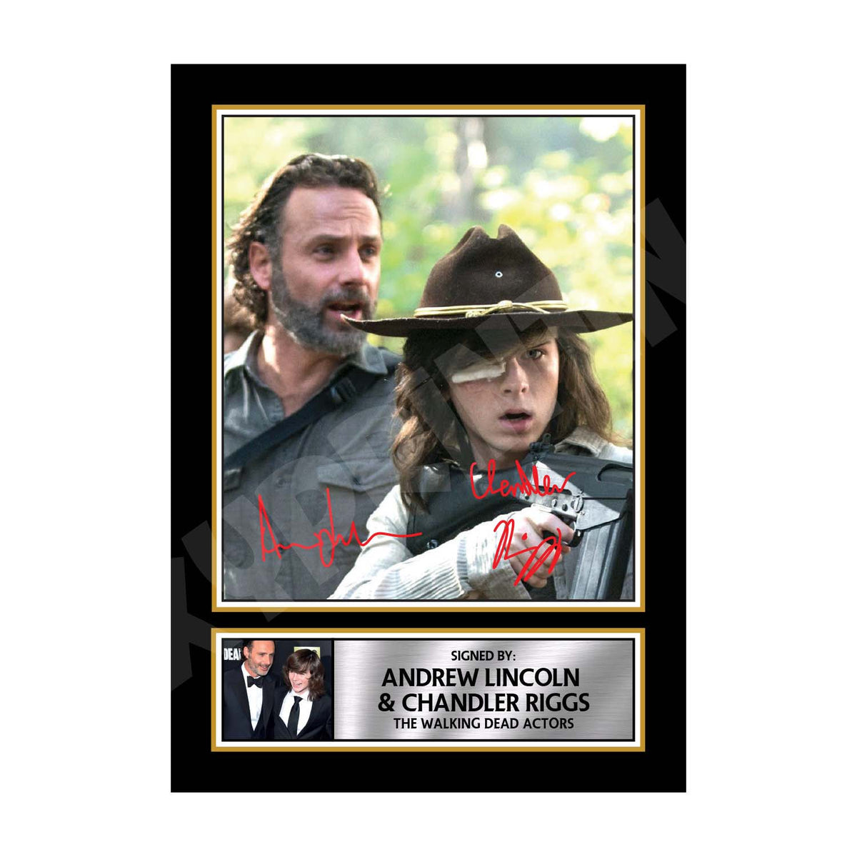 ANDREW LINCOLN + CHANDLER RIGGS 2 Walking Dead Printed Signature Print – Reproduction Print