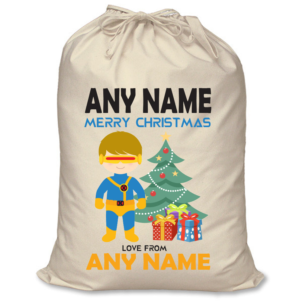 Personalised Superhero Cyclops Inspired Santa Sack