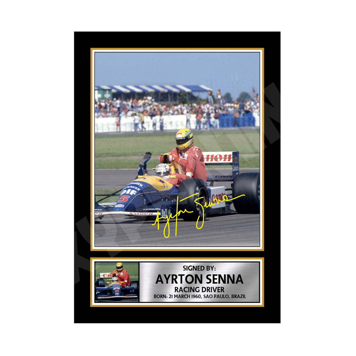 AYRTON SENNA HITCHING 2 Formula 1 Player Printed Signature Print Formula 1