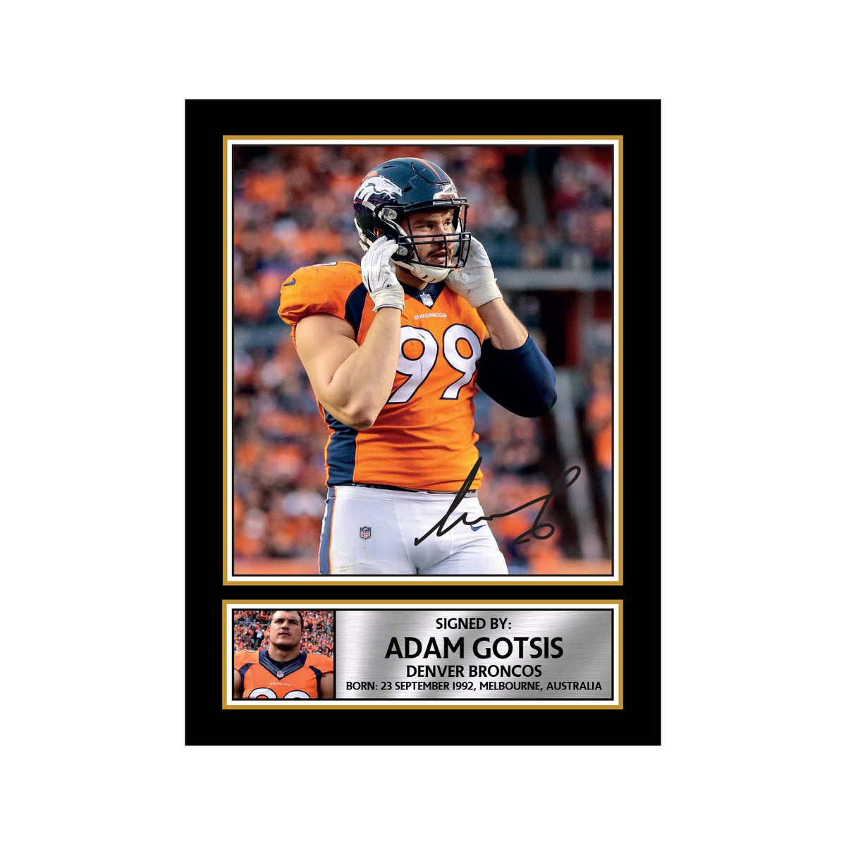 Adam Gotsis American Football Printed Signature Print – A1 Print Only