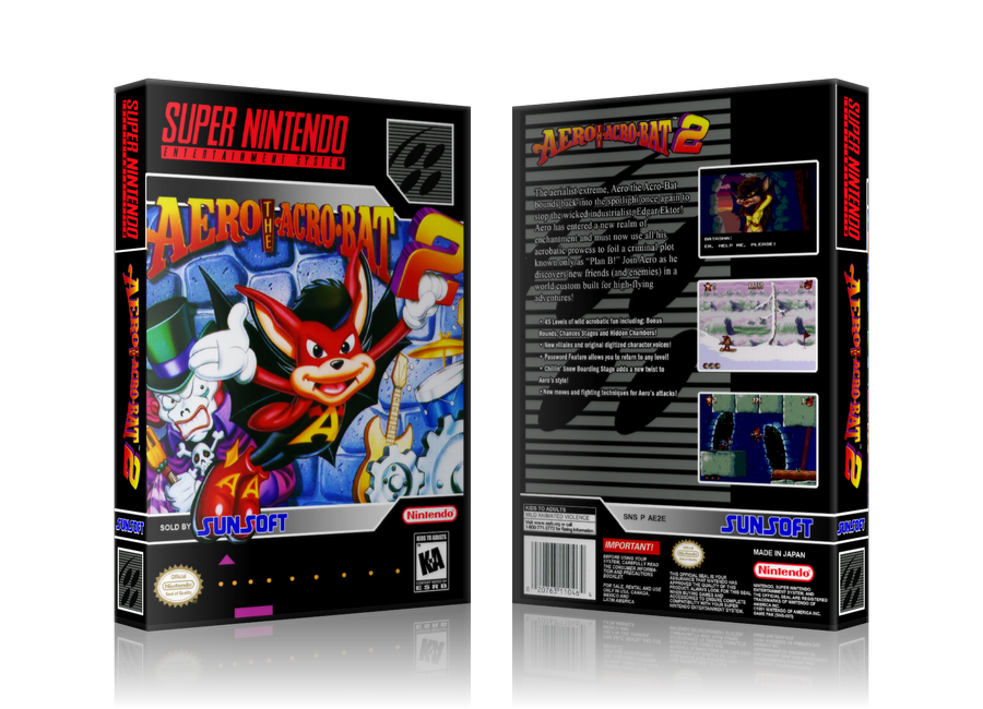 Aero The Acrobat 2 Replacement Nintendo SNES Game Case Or Cover β SNES Replacement Game case product image 1