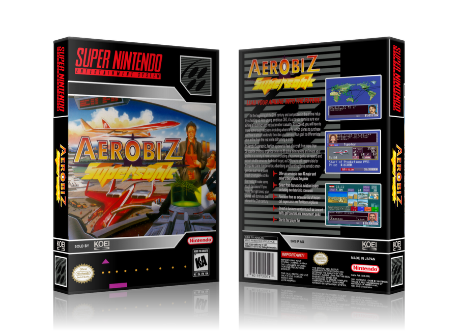 Aerobiz Supersonic Replacement Nintendo SNES Game Case Or Cover – SNES Replacement Game case product image 1