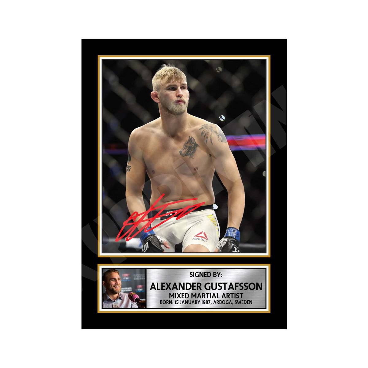 Alexander Gustafsson MMA Wrestler Printed Signature Print – MMA Wrestling – Alexander Gustafsson MMA Wrestler Printed Signature Print – A1 Print Only