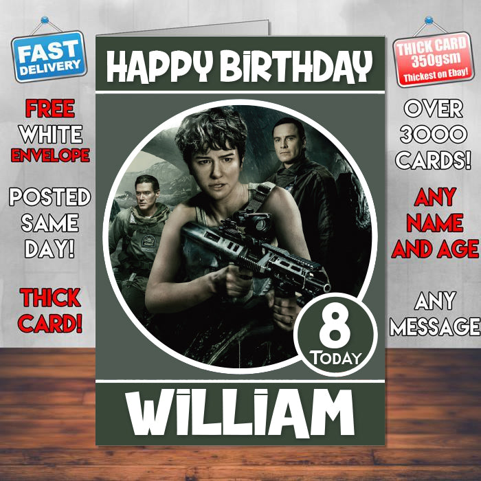 Alien Covenant New Movie Inspired Theme Personalised Kids Inspired Birthday Card (SA060917) β Alien Covenant New Personalised Birthday Card β personalised Birthday Card