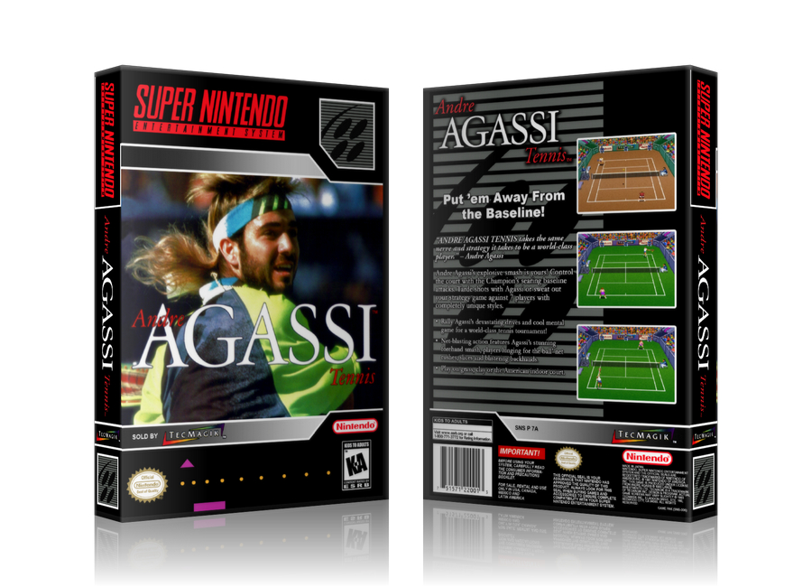 Andre Agassi Tennis Replacement Nintendo SNES Game Case Or Cover β SNES Replacement Game case product image 1