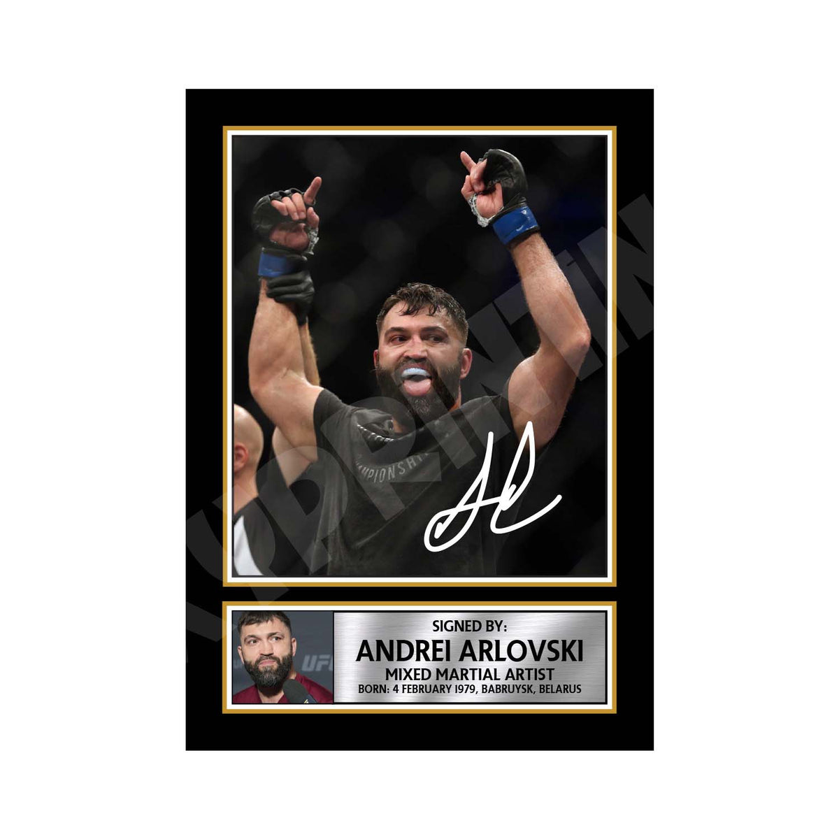 Andrei Arlovski 2 MMA Wrestler Printed Signature Print – A1 Print Only