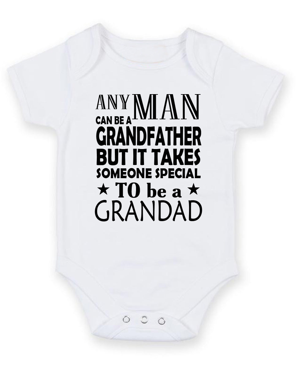 Any Man Can Be A Grandfather Personalised Baby Boy Girl Unisex Short Sleeve Bodysuit