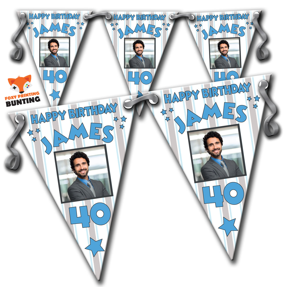 B001 Personalised Custom Photo Birthday Bunting Premium Party Decorations (Standard Bunting (14.8cm X 21cm)) β B001 Personalised Custom Photo Birthday Bunting