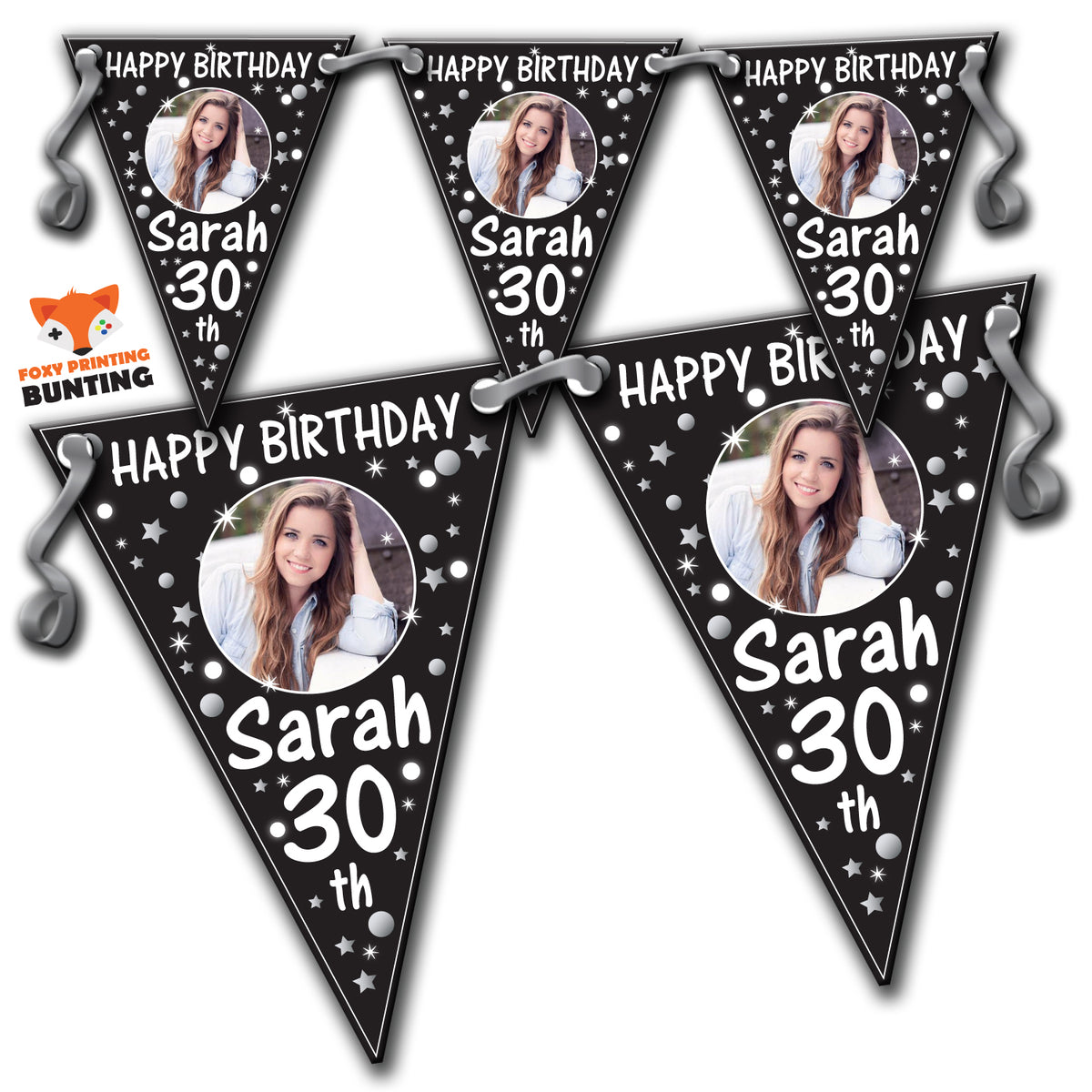 B003 Personalised Custom Photo Birthday Bunting Premium Party Decorations (Standard Bunting (14.8cm X 21cm)) – B003 Personalised Custom Photo Birthday Bunting