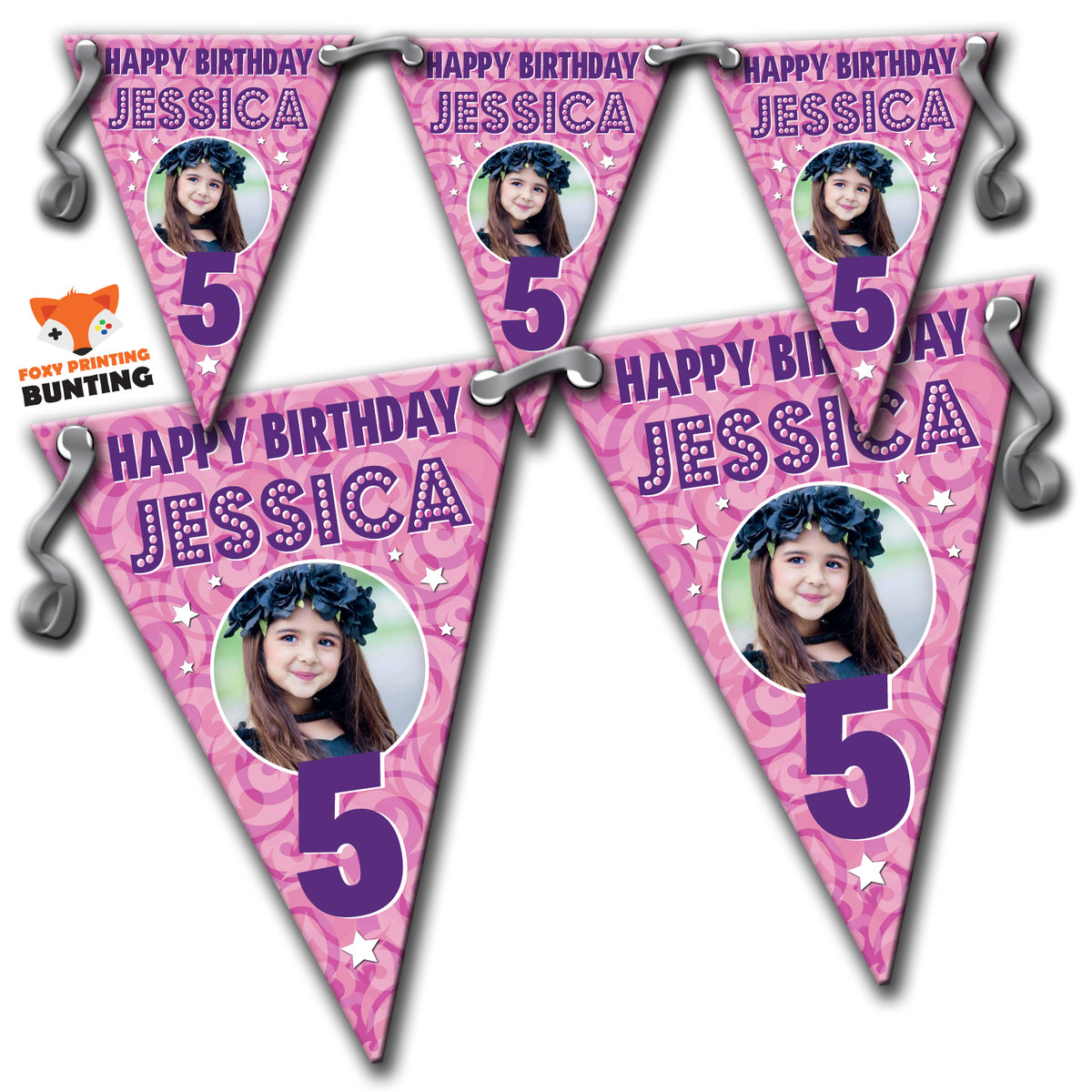 B008 Personalised Custom Photo Birthday Bunting Premium Party Decorations (Standard Bunting (14.8cm X 21cm)) β B008 Personalised Custom Photo Birthday Bunting